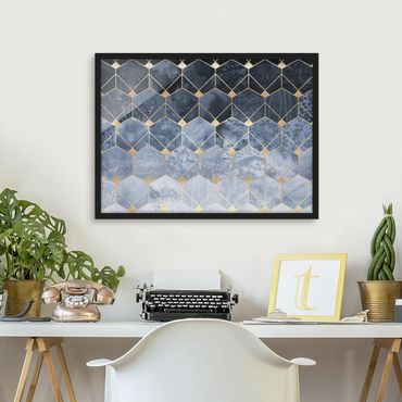 Framed poster - Blue Geometry Golden Art Deco