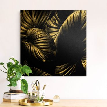 Canvas print gold - Black And White Botany Hosta