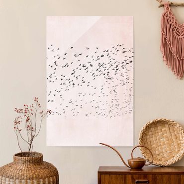 Glass print - Flock Of Birds In The Sunset