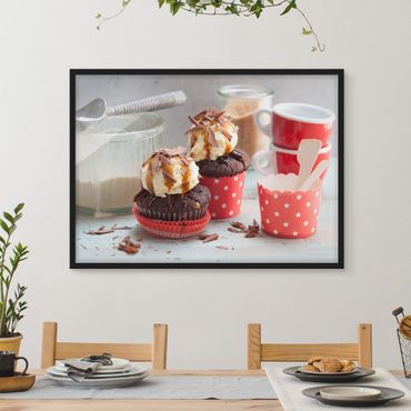 Framed poster - Vintage Cupcakes With Ice Cream