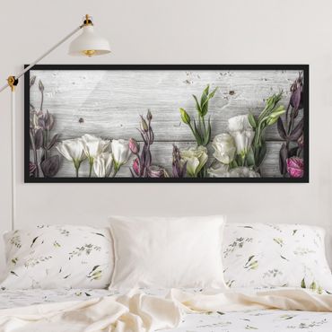 Framed poster - Tulip Rose Shabby Wood Look