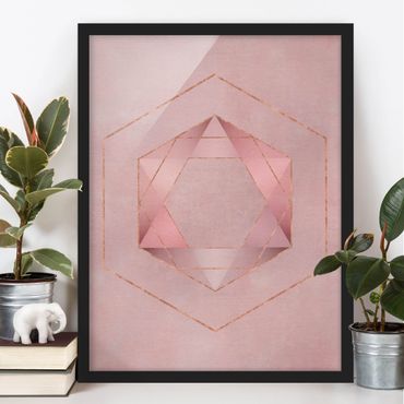 Framed poster - Geometry In Pink And Gold I