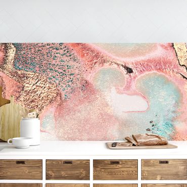Kitchen wall cladding - Golden Watercolour Rosé