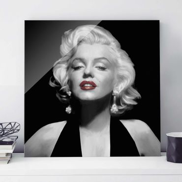 Glass print - Marilyn With Red Lips
