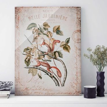 Glass print - Shabby Chic Collage - Squirrel