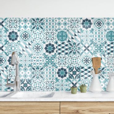 Kitchen wall cladding - Geometrical Tile Mix Turquoise