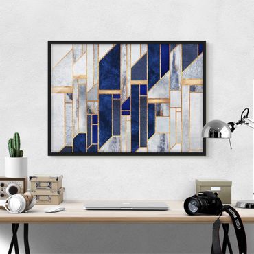 Framed poster - Geometric Shapes With Gold