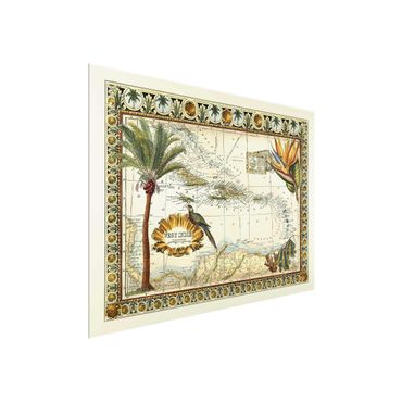 Glass print - Vintage Tropical Map West Indies
