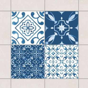 Tile sticker - Watercolour Pattern Blue White No.2