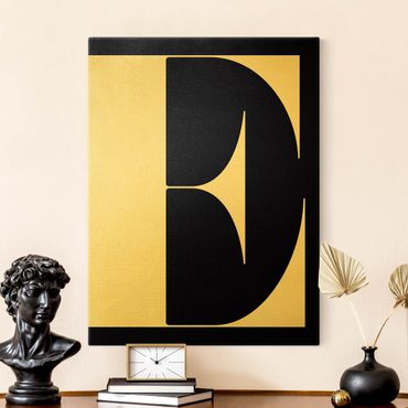 Canvas print gold - Antiqua Letter E Black