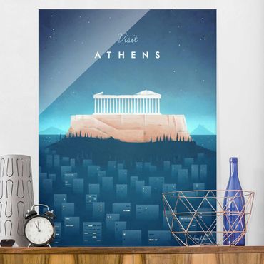 Glass print - Travel Poster - Athens