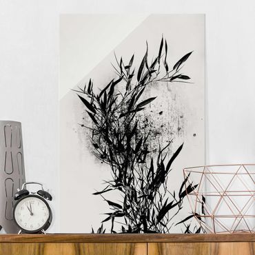Glass print - Graphical Plant World - Black Bamboo