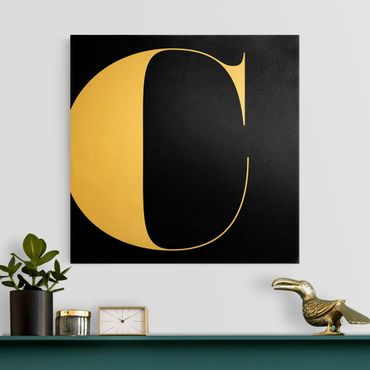 Canvas print gold - Antiqua Letter C Black