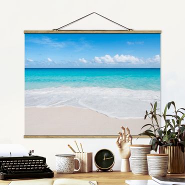 Fabric print with poster hangers - Blue Wave - Landscape format 4:3