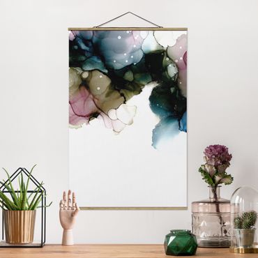 Fabric print with poster hangers - Floral Arches With Gold - Portrait format 2:3