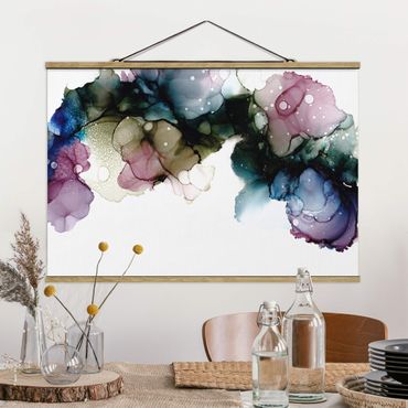 Fabric print with poster hangers - Floral Arches With Gold - Landscape format 3:2