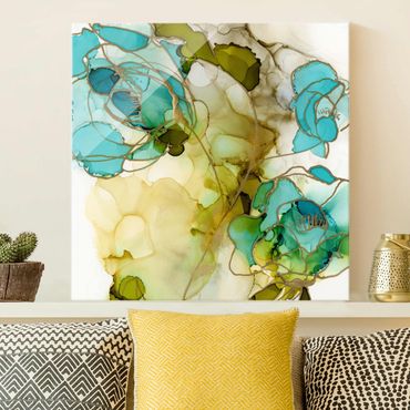 Glass print - Flower Facets In Watercolour
