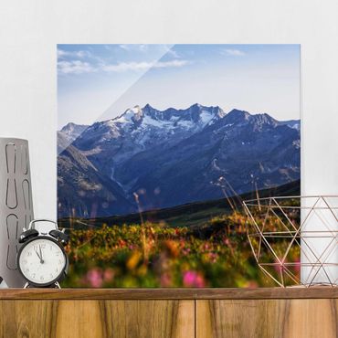 Glass print - Flowering Meadow In The Mountains