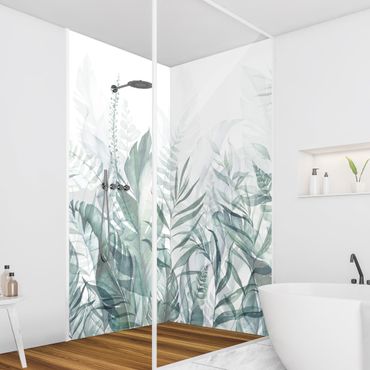 Shower wall cladding - Botany - Tropical Leaves Green
