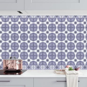 Kitchen wall cladding - Geometrical Tile Mix Circles Purple