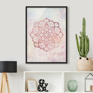 Framed poster - Mandala Illustration Flower Rose Pastel