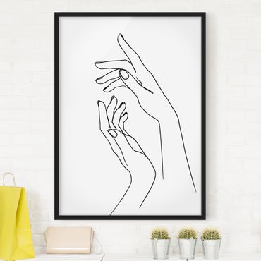 Framed poster - Line Art Hands