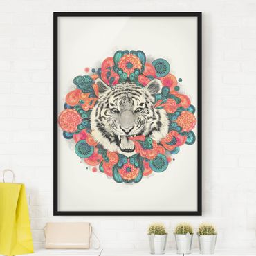 Framed poster - Illustration Tiger Drawing Mandala Paisley