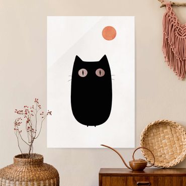 Glass print - Black Cat Illustration