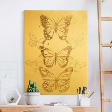 Canvas print gold - Butterfly Composition In Gold I