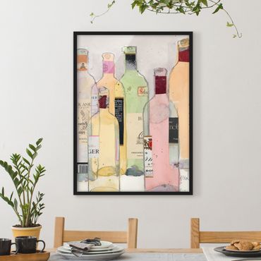 Framed poster - Wine Bottles In Watercolour I