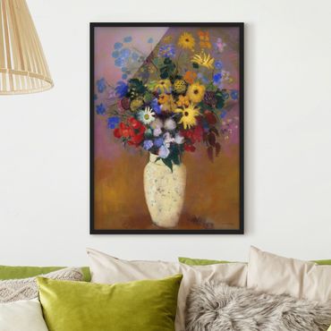Framed poster - Odilon Redon - White Vase with Flowers