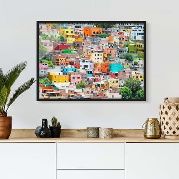 Framed poster - Coloured Houses Front Guanajuato