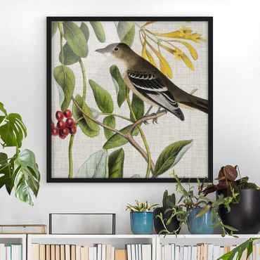 Framed poster - Bird On Linen Yellow II