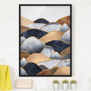 Framed poster - Golden Mountains Watercolour