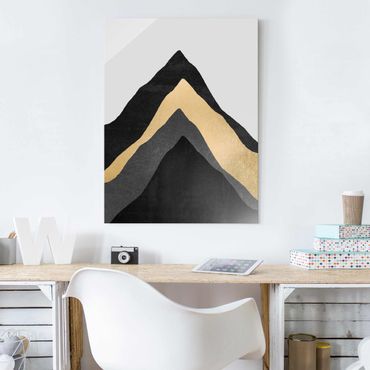 Glass print - Golden Mountain Black White