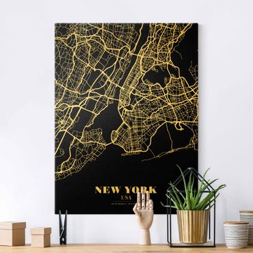 Canvas print gold - New York City Map - Classic Black