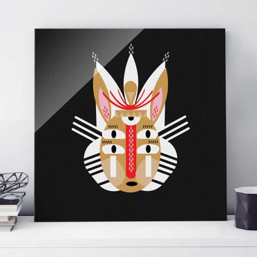 Glass print - Collage Ethno Mask - Rabbit