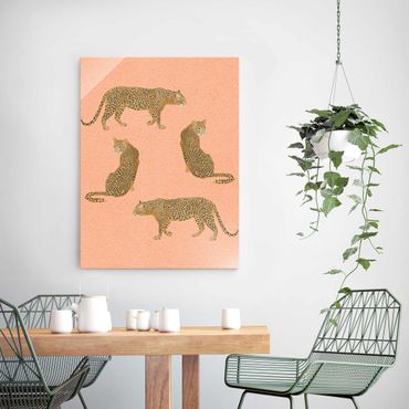 Glass print - Illustration Leopard Pink Painting