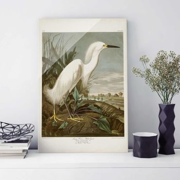 Glass print - Vintage Board White Heron I