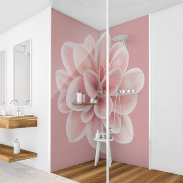 Shower wall cladding - Dahlia Pink Blush Flower Centered