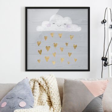 Framed poster - Cloud With Golden Hearts