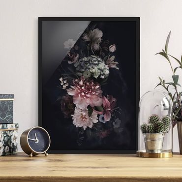 Framed poster - Flowers With Fog On Black