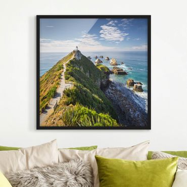 Framed poster - Nugget Point Lighthouse And Sea New Zealand