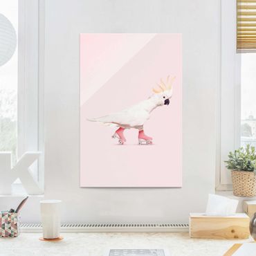 Glass print - Kakadu With Roller Skates