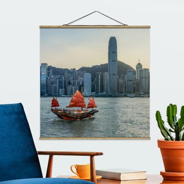 Fabric print with poster hangers - Junk In Victoria Harbour - Square 1:1