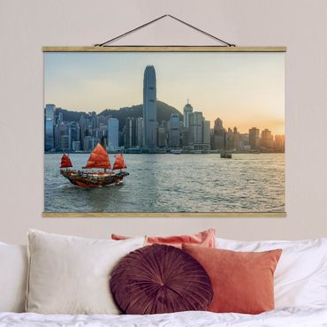 Fabric print with poster hangers - Junk In Victoria Harbour - Landscape format 3:2