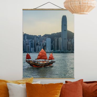 Fabric print with poster hangers - Junk In Victoria Harbour - Portrait format 3:4