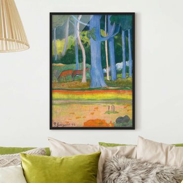 Framed poster - Paul Gauguin - Landscape with blue Tree Trunks