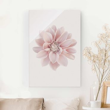 Glass print - Dahlia Flower Pastel White Pink