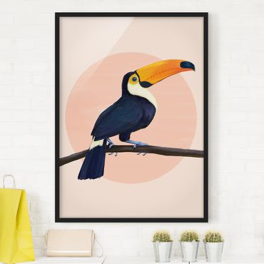 Framed poster - Illustration Bird Toucan Painting Pastel